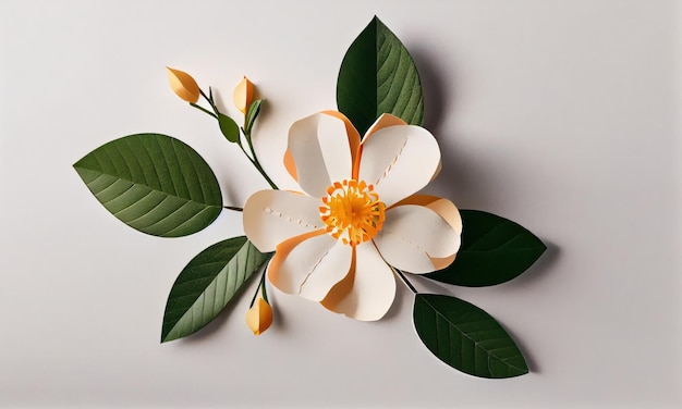 Maquette de fleur d'oranger en papier IA générative