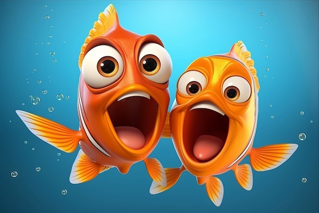 Une maquette hypnotisante des poissons étonnés à la bouche ouverte dévoilant un concept choquant avec Copyspace De