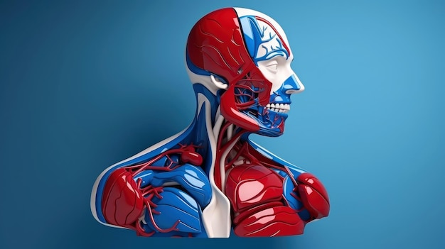 Maquette d'illustration 3D du système organique humain Anatomie Nerveux circulatoire digestif excréteur