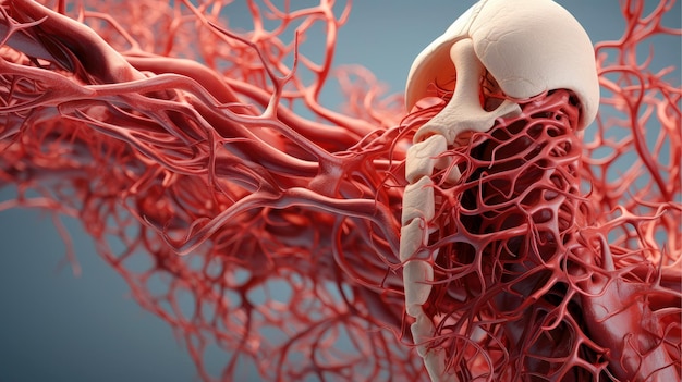 Maquette d'illustration 3D des systèmes d'organes humains circulatoires digestifs globules rouges et blancs