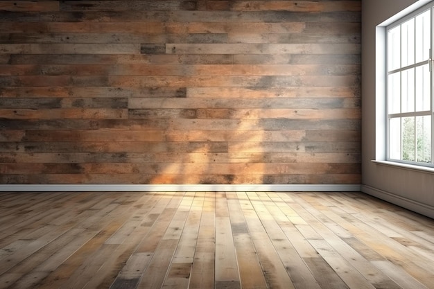 maquette d'intérieur en bois avec un mur blanc