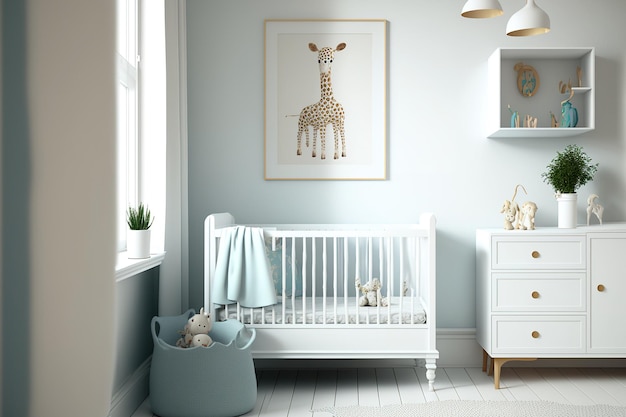 Maquette d'un intérieur de chambre de bébé blanc