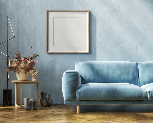 Maquette D'intérieur De Maison Moderne Avec Table De Canapé Blanche Et Décoration Dans Le Salon