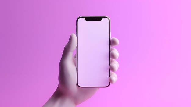 Une maquette d'iPhone avec des mains duotones