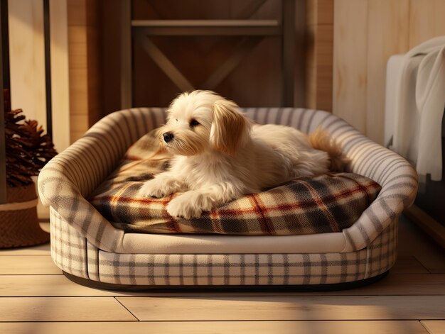 Maquette de lit confortable pour animaux de compagnie pour la maison et les animaleries générée par l'IA
