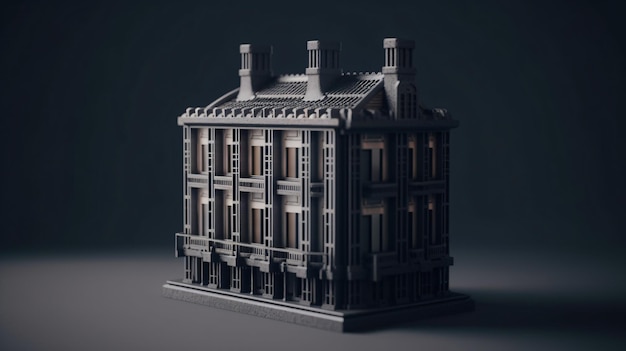 Maquette d'une maison réalisée par l'artiste.