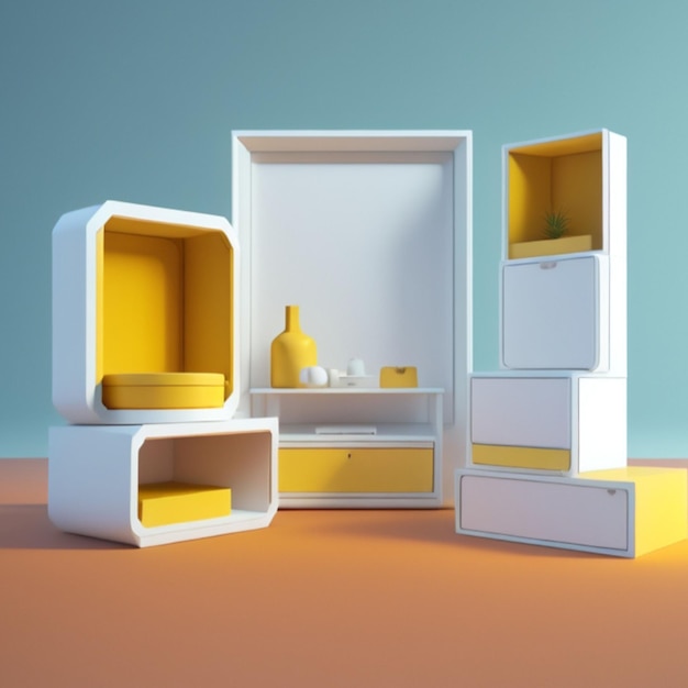 Maquette de meuble 3D 1 set AI Generative