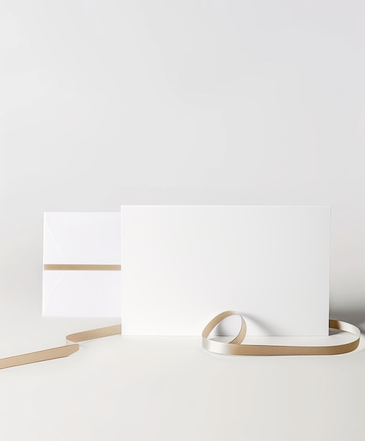 Une maquette minimaliste d'une carte d'invitation blanche et blanche