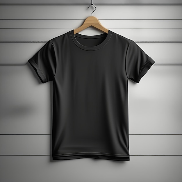 Maquette de mode T-shirt noir blanc sur fond blanc