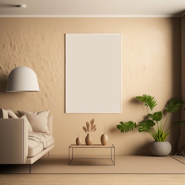 Maquette d'un mur beige dans une pièce intérieure