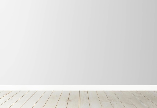 Maquette de mur en béton blanc avec un sol en bois