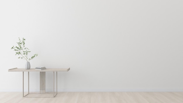 Maquette de mur intérieur de salon dans un style minimaliste, fond blanc chaud vide. rendu 3d