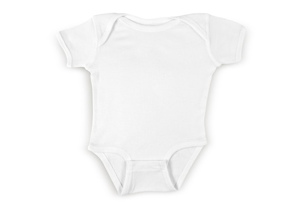 Maquette de Onesie bébé blanc isolé sur fond blanc