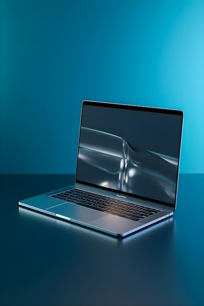 Maquette d'ordinateur portable élégante, arrière-plan tendance de haute qualité et réaliste pour un marketing efficace