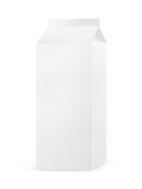 Maquette de pack de dessin animé de lait blanc isolé sur fond blanc