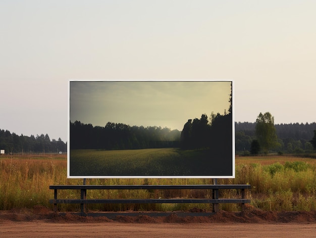 Photo maquette de panneau d'affichage dans une campagne sereine