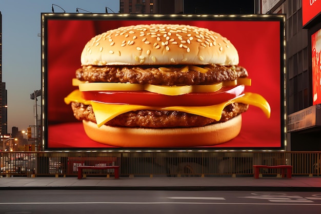 une maquette de panneau d'affichage de hamburger