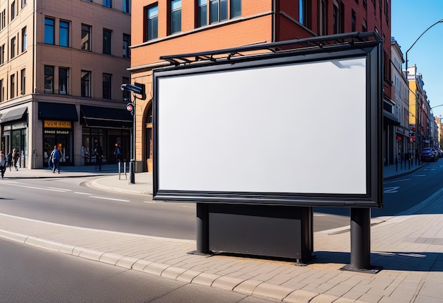une maquette de panneau d'affichage montrant une rue de publicité en plein air