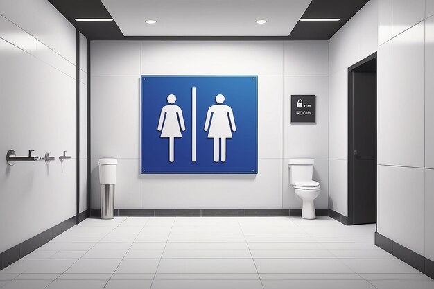 Photo maquette de panneau de toilettes publiques avec un espace vide blanc pour placer votre conception