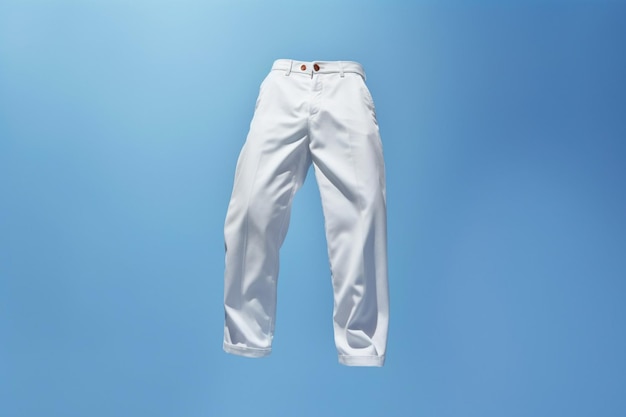 Maquette de pantalon blanc flottant dans les airs