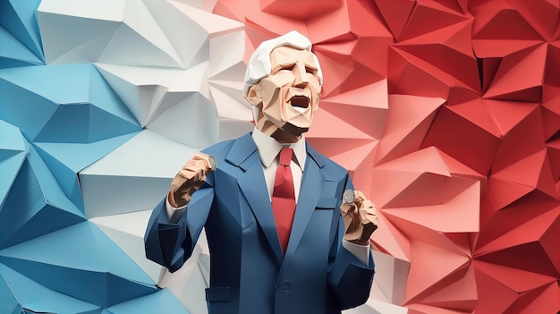 Maquette en papier origami d'un homme politique