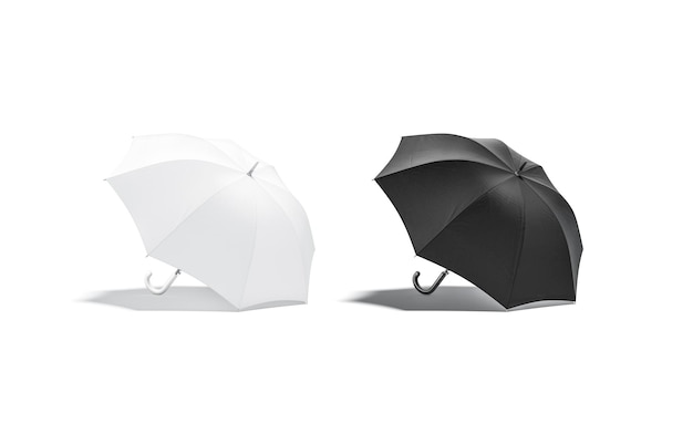 Photo maquette de parapluie ouverte en blanc et noir à vue latérale