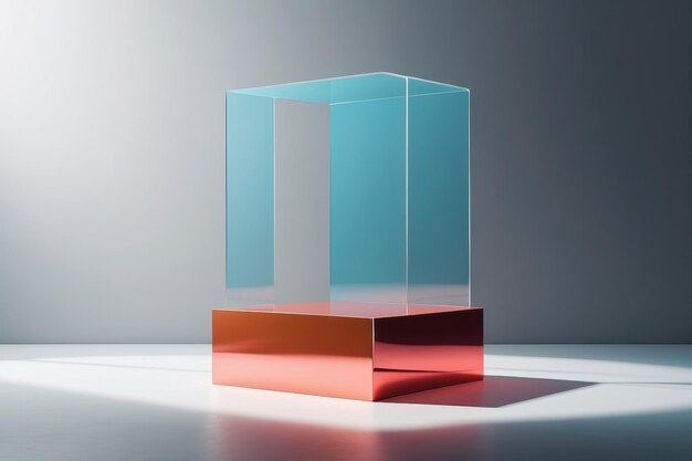 Maquette de podium Perspectives surélevées 3D Piédestal en verre Espace vide abstrait