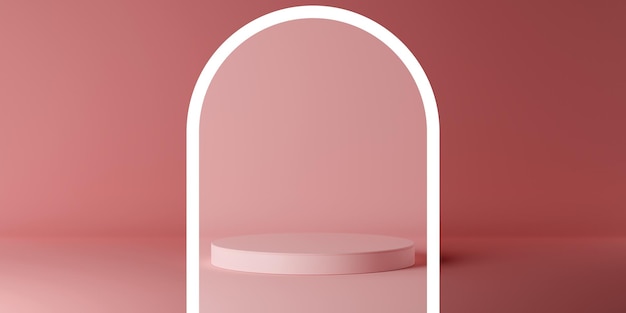 Maquette de podium vide de cylindre rose Scène de voûte de studio de design minimal abstrait Fond de rendu 3d réaliste