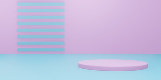 Maquette de produit minimal pastel 3D. Support rose et bleu.