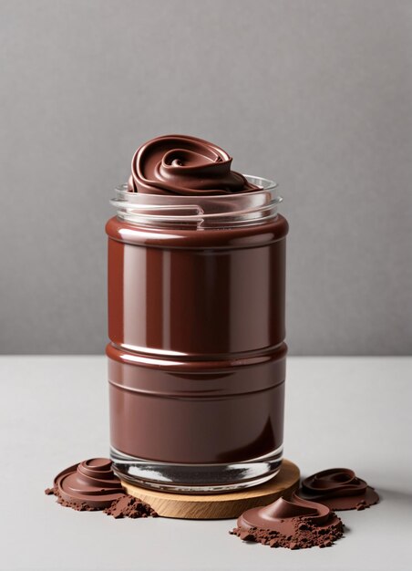 Photo une maquette de produit de pot de pâte de chocolat