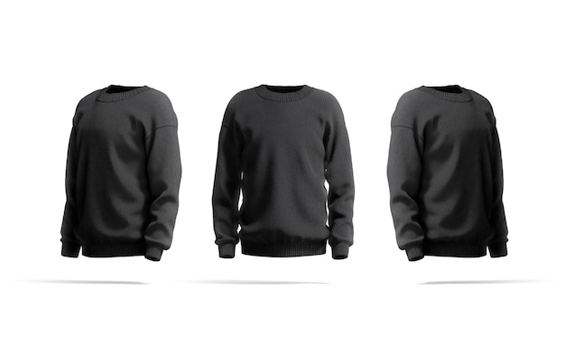 Maquette de pull à tricot noir Maquette de sweat-shirt en laine fait à la main