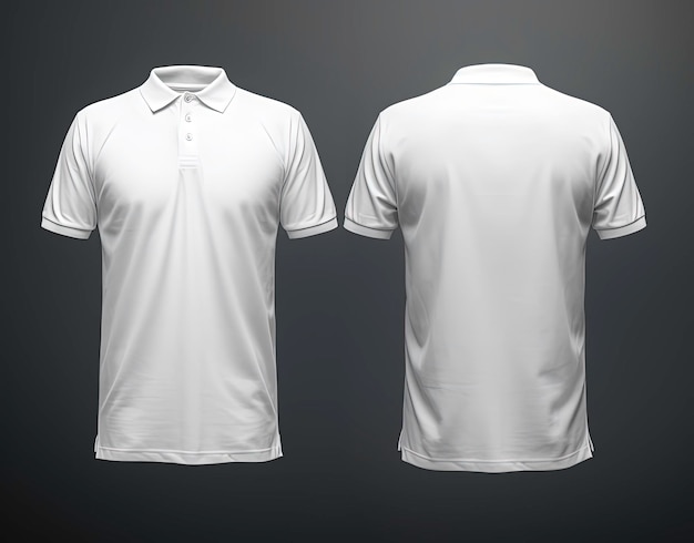 maquette réaliste d'un t-shirt blanc de polo masculin avec col et manches courtes sportif décontracté