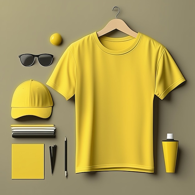 Maquette de robe de mode tshirt jaune vierge