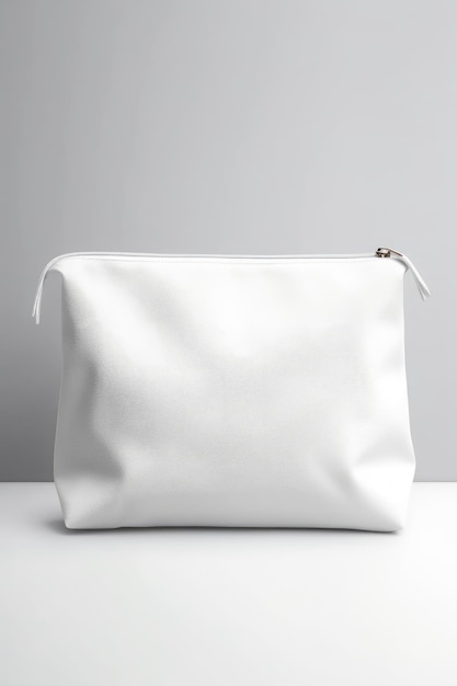 Maquette de sac d'emballage blanc avec des nuances de fond blanc généré par l'IA