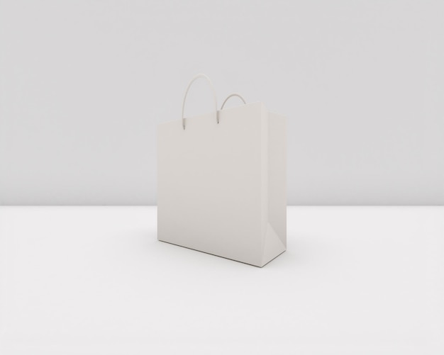 Photo maquette de sac en papier blanc côté 3d