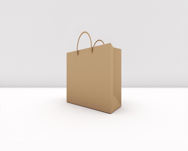 Photo maquette de sac en papier marron côté 3d