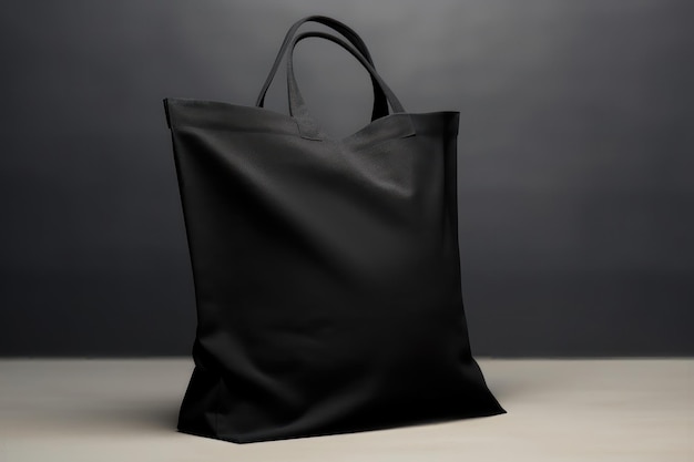 Maquette de sac shopping en lin noir générée par l'IA