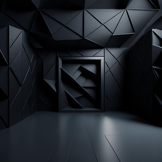 Maquette de salle géométrique noire Ed Fond sombre