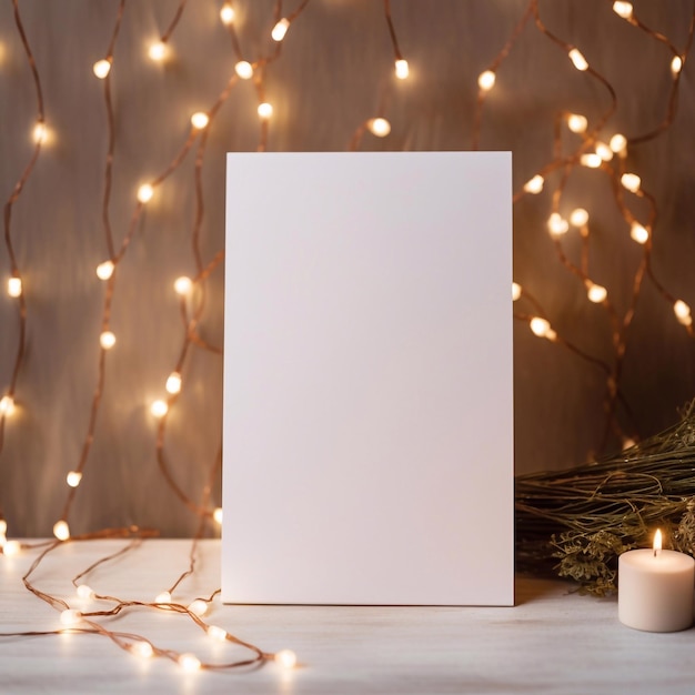 Maquette simple papier blanc invitation rectangle maquette blanche fond blanc vibrant avec marron