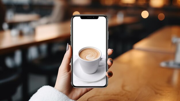 Maquette de smartphone dans une main féminine