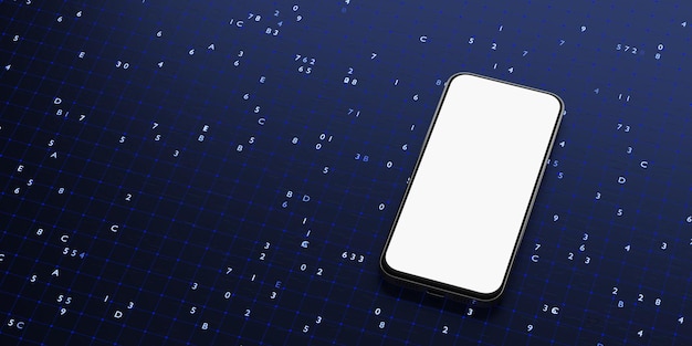 Maquette de smartphone sur rendu 3d de table teo bleu abstrait