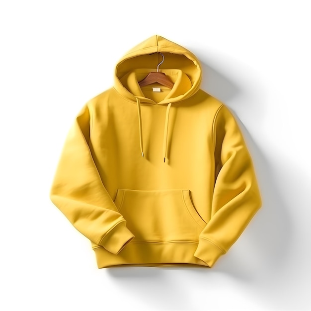 Maquette de sweat à capuche jaune sur fond blanc ai générative