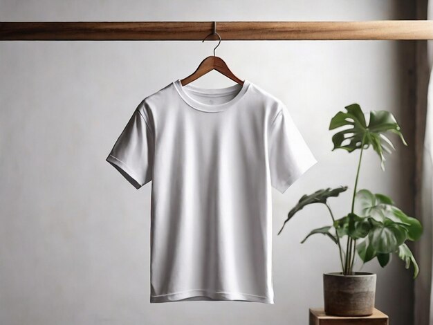 maquette de t-shirt blanc sur le cintre
