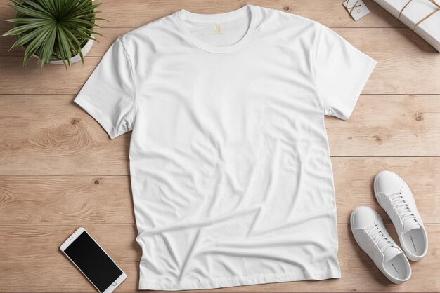 maquette de t-shirt blanc avec espace de copie sur un fond simple