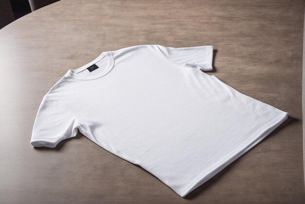 Photo maquette de t-shirt blanc avec espace de copie sur un fond simple