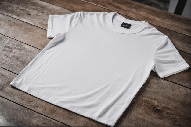 Photo maquette de t-shirt blanc avec espace de copie sur un fond simple