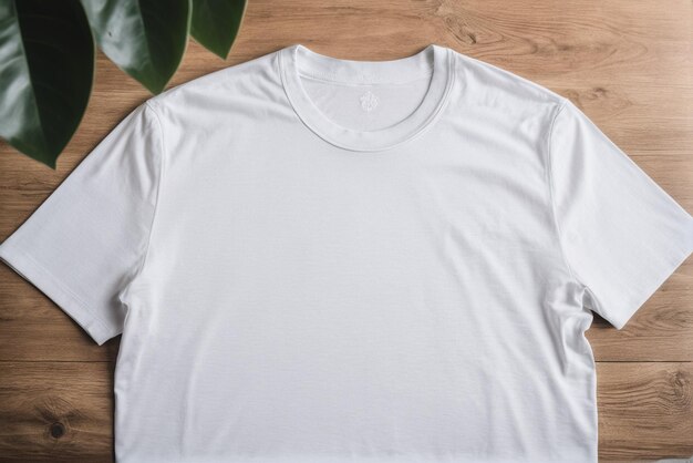 Photo maquette de t-shirt blanc avec espace de copie sur un fond simple