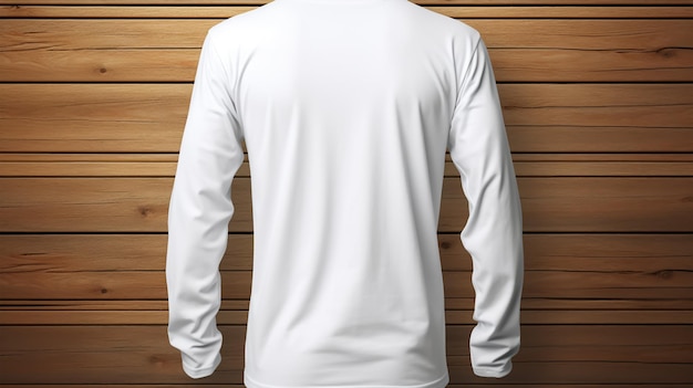 Maquette de t-shirt blanc sur fond de bois