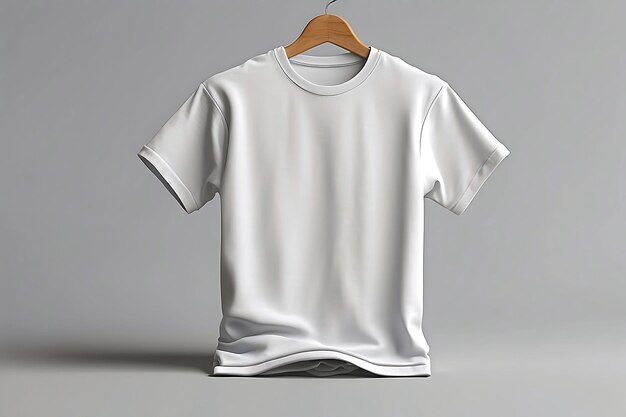 Maquette de T-shirt blanche avec fond en bois Maquette de t-shirt blanc T-shirt à l'avant et à l'arrière