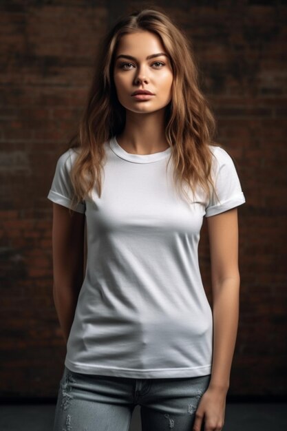 Maquette de t-shirt avec garçon et fille Femme et homme